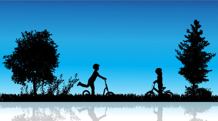 Vector silhouette of children. © majivecka