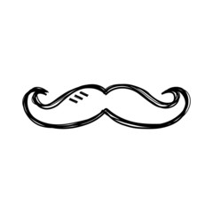 Vector of sketch doodle, mustache icon on isolated background