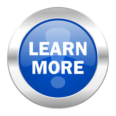 learn more blue circle chrome web icon isolated