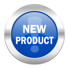 new product blue circle chrome web icon isolated