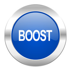 boost blue circle chrome web icon isolated