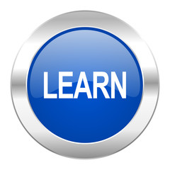 learn blue circle chrome web icon isolated