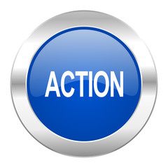 action blue circle chrome web icon isolated