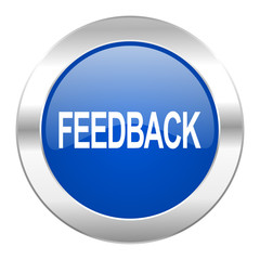 feedback blue circle chrome web icon isolated