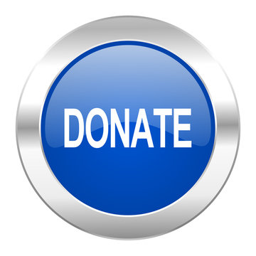 donate blue circle chrome web icon isolated