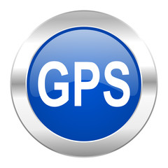 gps blue circle chrome web icon isolated