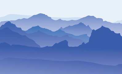 Fototapeta na wymiar Vector blue silhouettes of mountains backgrounds.