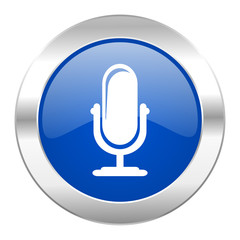 microphone blue circle chrome web icon isolated