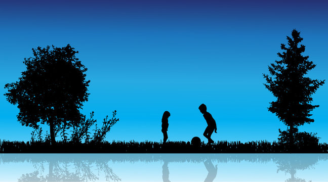 Vector silhouette of children.