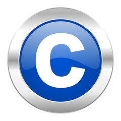 copyright blue circle chrome web icon isolated