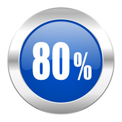 80 percent blue circle chrome web icon isolated