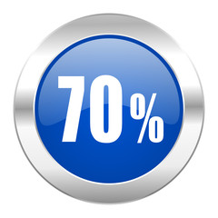 70 percent blue circle chrome web icon isolated