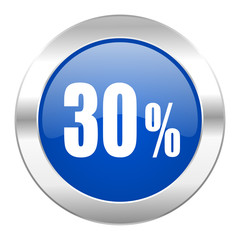 30 percent blue circle chrome web icon isolated