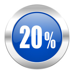 20 percent blue circle chrome web icon isolated