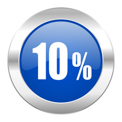 10 percent blue circle chrome web icon isolated