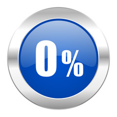 0 percent blue circle chrome web icon isolated