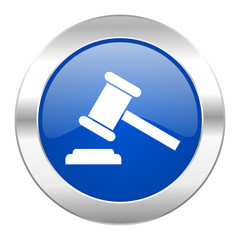 auction blue circle chrome web icon isolated