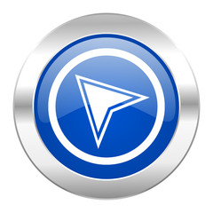 navigation blue circle chrome web icon isolated