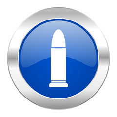 ammunition blue circle chrome web icon isolated