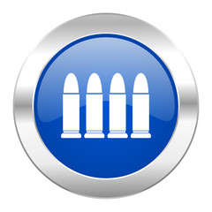 ammunition blue circle chrome web icon isolated