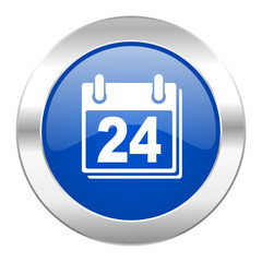 calendar blue circle chrome web icon isolated