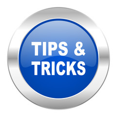 tips tricks blue circle chrome web icon isolated