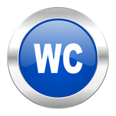 toilet blue circle chrome web icon isolated