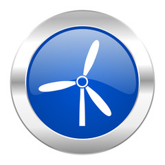 windmill blue circle chrome web icon isolated