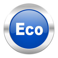 eco blue circle chrome web icon isolated