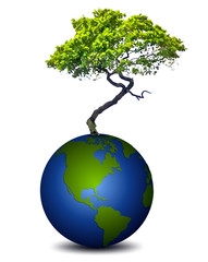 Earth planet with a tree. Vector