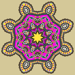 Circle lace ornament, round ornamental geometric doily pattern