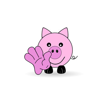 little pig welcomes you vector illustration