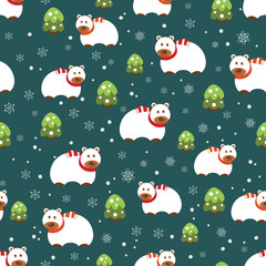 Fototapeta premium Christmas seamless pattern with bears