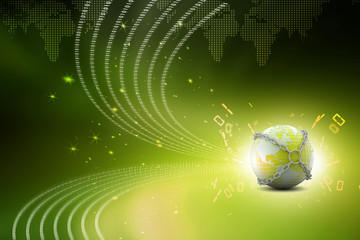 Earth globe close in chain