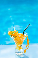 Fresh orange Mojito cocktail  with twist