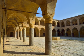Fototapeta na wymiar .Akko Israel courtyard in the castle of the knights Templar