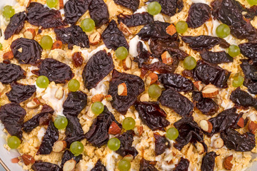 Vegetable salad with prunes and nuts