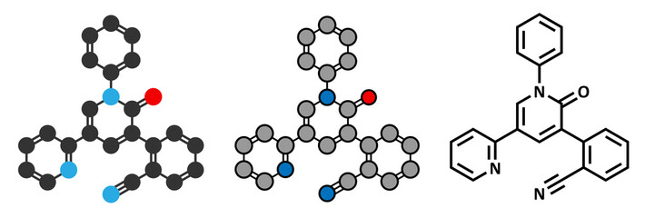 Perampanel epilepsy drug molecule. 