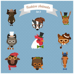 Fashion Hipster Animals set 3