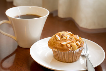 banana cake with coffee