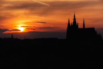 Fototapeta na wymiar Panorama of Prague Castle at sunset, Czech Republic