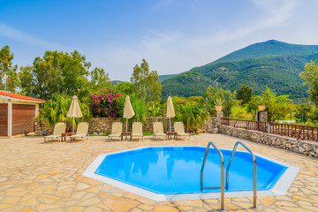 Small pool in mountain landscape of Kefalonia island