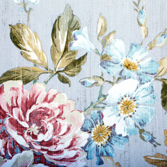 Fototapety  Tapeta w stylu vintage z kwiatowym wzorem