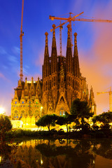 Sagrada Familia in evening. Barcelona, Spain