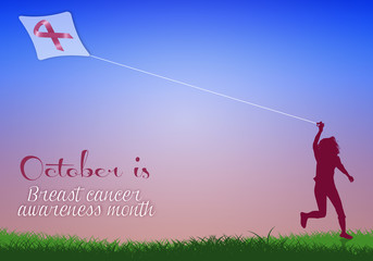 Woman with kite for breast cancer