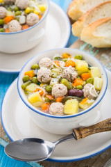 Meatball soup with vegetables