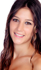 Naklejka premium Attractive brunette woman with brown eyes