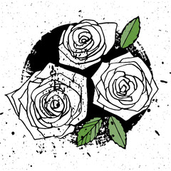 Three grunge style roses