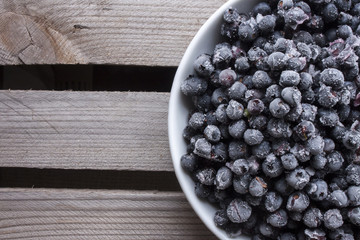 Bowl full of frozen blueberrys
