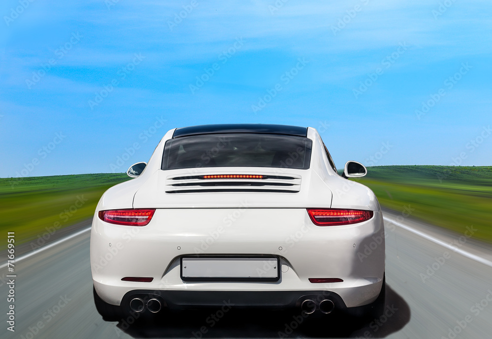 Canvas Prints white luxury car the back